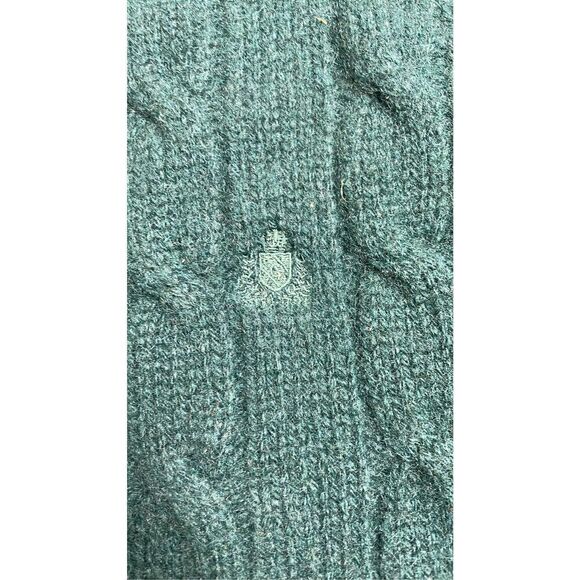 80s Vintage Salty Dog Gant Green Wool Cable Knot Crew Neck Pullover Sweater XL - Picture 2 of 6